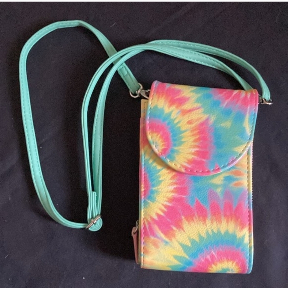 Crossbody bag/ wallet/purse - tie dye pastel pattern
